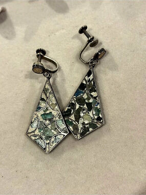 Sterling Mexico Sterling Silver Abstract Dangle Earrings